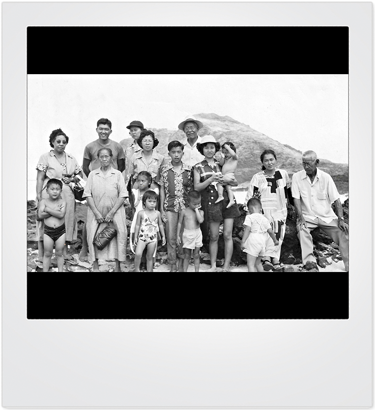 polaroid of robert and his family